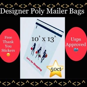 50ct  10x13’ Designer PolyMailers ~100⭐️BONUS! Free Thank You Stickers 👛🆕👛